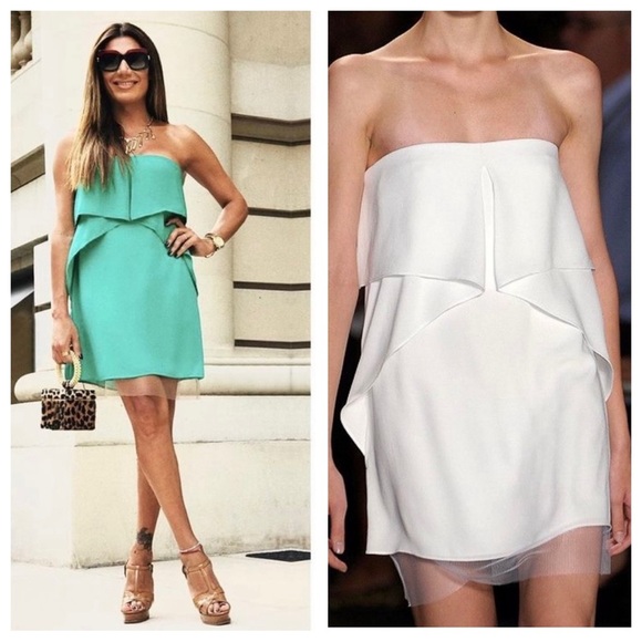 Bcbg MaxAzria Runway Collection Kelly Green Fei Fei Mini Ruffle Strapless Dress - Picture 16 of 16